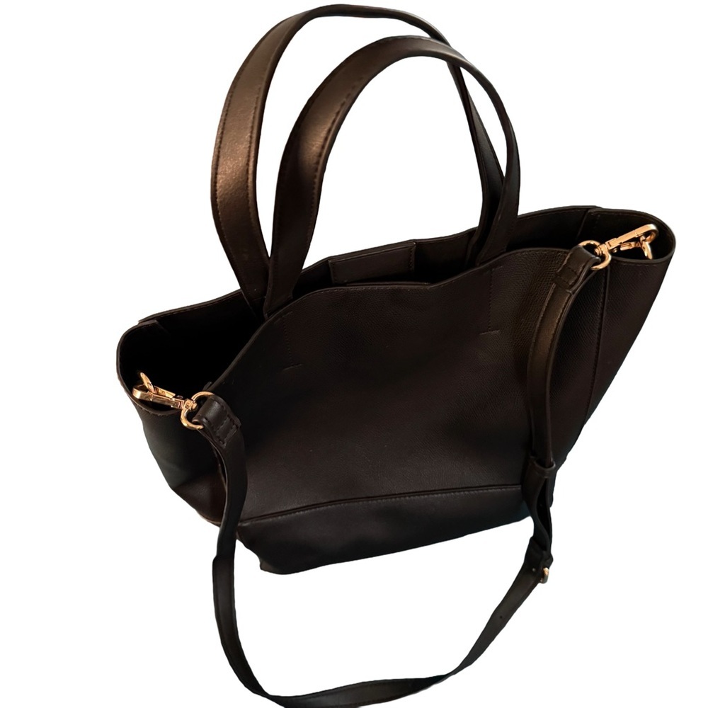 Urban Expressions Marlin Vegan Leather Crossbody Convertible Large Tote Black - Picture 8 of 11